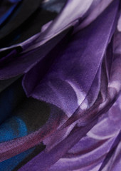 Roberto Cavalli - Crepe-paneled pleated printed silk-twill skirt - Black - IT 40