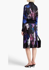 Roberto Cavalli - Crepe-paneled pleated printed silk-twill skirt - Black - IT 40