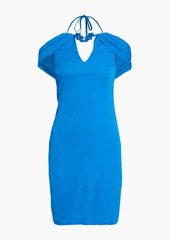 Roberto Cavalli - Draped embellished jersey mini dress - Blue - IT 40