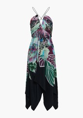 Roberto Cavalli - Open-back floral-print silk crepe de chine midi dress - Blue - IT 42
