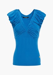 Roberto Cavalli - Ruched stretch-jersey top - Blue - IT 44