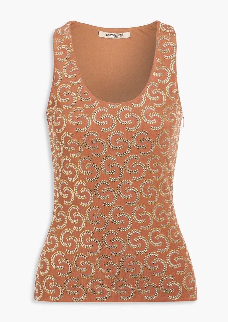 Roberto Cavalli - Studded ribbed-knit tank - Brown - IT 40