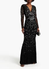 Roberto Cavalli - Tulle-paneled embellished jersey gown - Black - IT 40