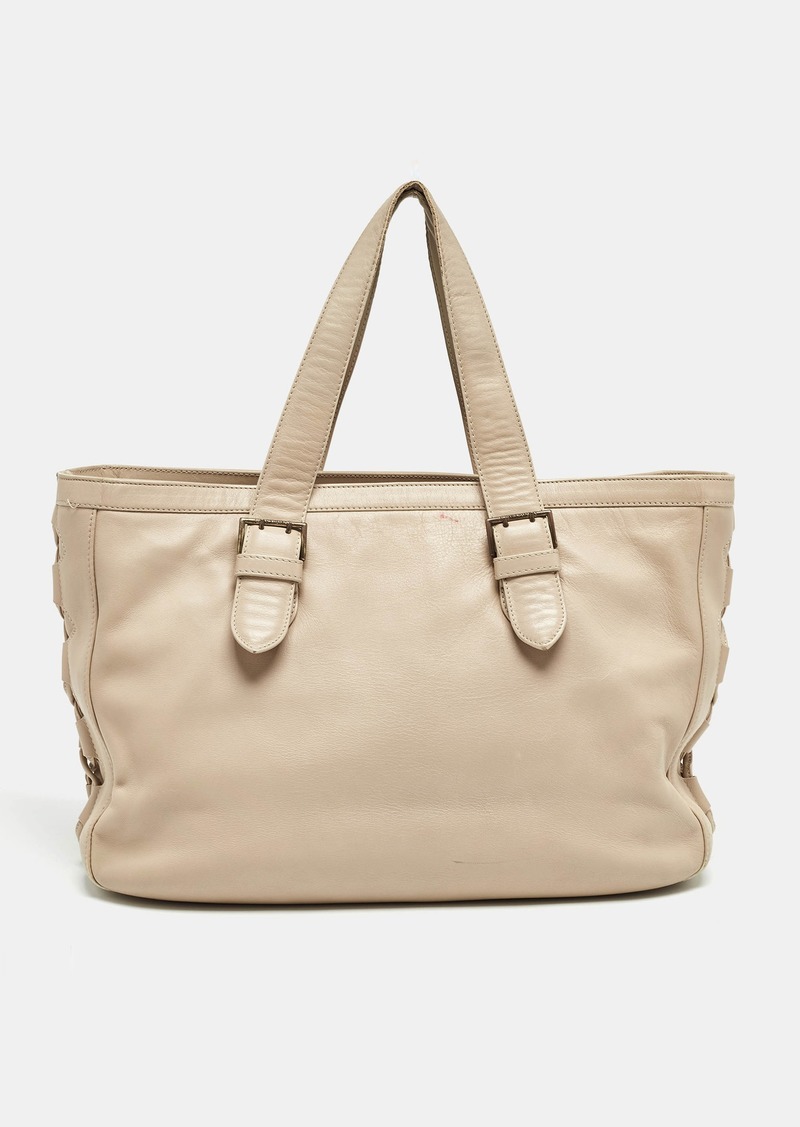 Roberto Cavalli Beige Leather Middle Zip Tote