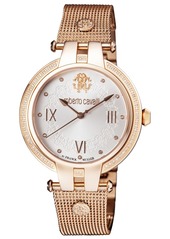Roberto Cavalli By Franck Muller Women's Diamond Swiss Quartz Rose-Tone Stainless Steel Bracelet Watch, 40mm