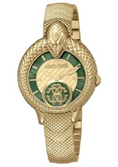 Roberto Cavalli By Franck Muller Women's Swiss Quartz Gold-Tone Stainless Steel Bracelet Watch, 34mm