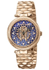 Roberto Cavalli By Franck Muller Women's Swiss Quartz Rose-Tone Stainless Steel Bracelet Blue Dial Watch, 34mm