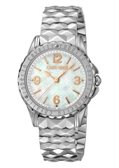 Roberto Cavalli By Franck Muller Women's Swiss Quartz Silver Stainless Steel Bracelet Mother Of Pearl Dial Watch, 34mm