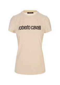 ROBERTO CAVALLI Ivory T-Shirt With Logo