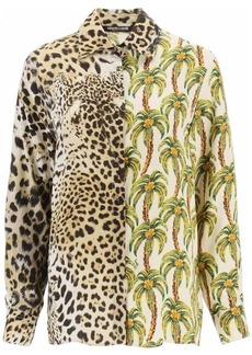 Roberto cavalli jaguar and palm tree printed shirt