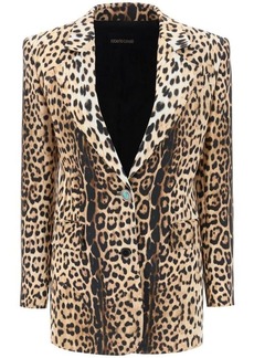 Roberto cavalli leopard cady single-breasted jacket