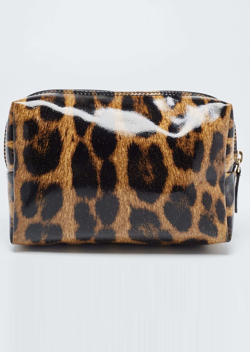 Roberto Cavalli Leopard Print Patent Leather Cosmetic Pouch