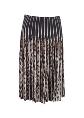 Roberto Cavalli Pleated Leopard Print Skirt in Animal Print Silk