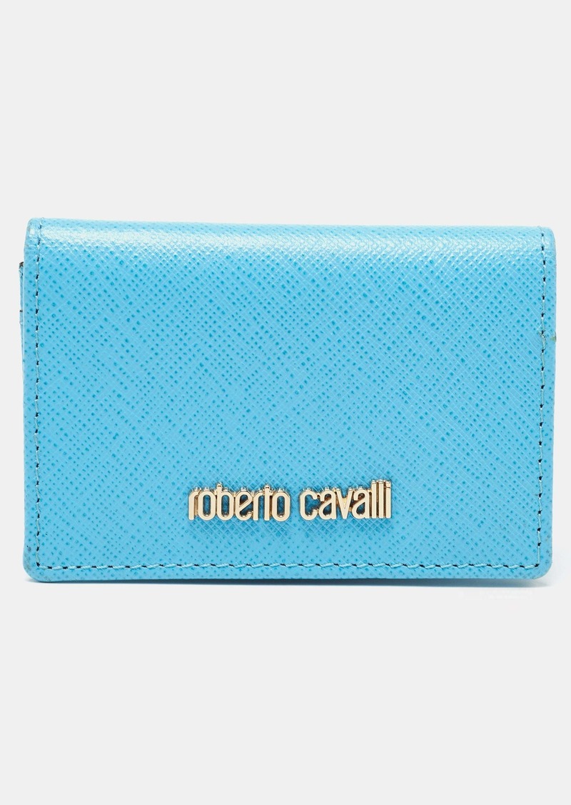 Roberto Cavalli Turquoise Leather Card Case