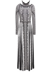 Roberto Cavalli Woman Cutout Pointelle-trimmed Jacquard-knit Maxi Dress Black
