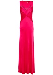 Roberto Cavalli - Gathered crystal-embellished jersey gown - Pink - IT 40