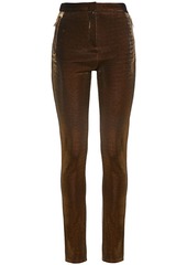 Roberto Cavalli Woman Metallic Ponte Skinny Pants Bronze