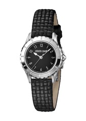 Roberto Cavalli Women's Black Dial Black Leather Watch