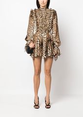 Roberto Cavalli ruffled-detail leopard-print dress
