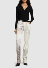 Roberto Cavalli Shark Printed Drill Jeans