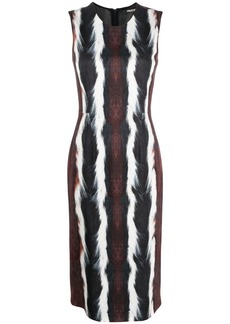 Roberto Cavalli sleeveless fur-print midi dress
