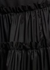 Roberto Cavalli Solid Nylon Flared Mid Rise Maxi Skirt
