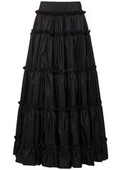 Roberto Cavalli Solid Nylon Flared Mid Rise Maxi Skirt