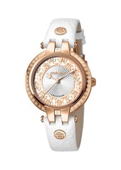Roberto Cavalli Stainless Steel & Leather Strap Watch