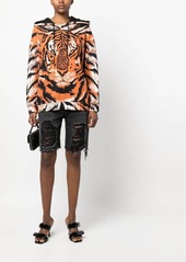 Roberto Cavalli tiger-print drawstring hoodie