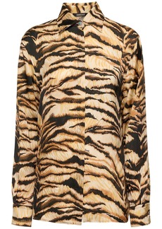 Roberto Cavalli Tiger Printed Satin Shirt