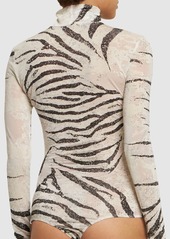 Roberto Cavalli Zebra Printed Viscose Devoré Bodysuit