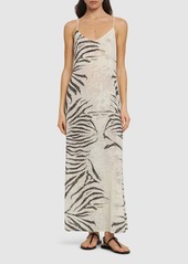 Roberto Cavalli Zebra Printed Viscose Devoré Long Dress