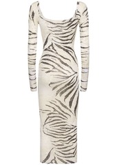 Roberto Cavalli Zebra Printed Viscose Devoré Long Dress