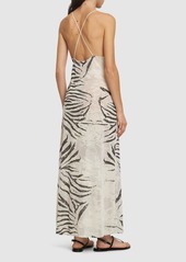 Roberto Cavalli Zebra Printed Viscose Devoré Long Dress