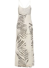 Roberto Cavalli Zebra Printed Viscose Devoré Long Dress