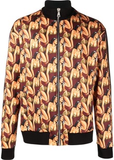 Roberto Cavalli zip-through graphic-print sweatshirt