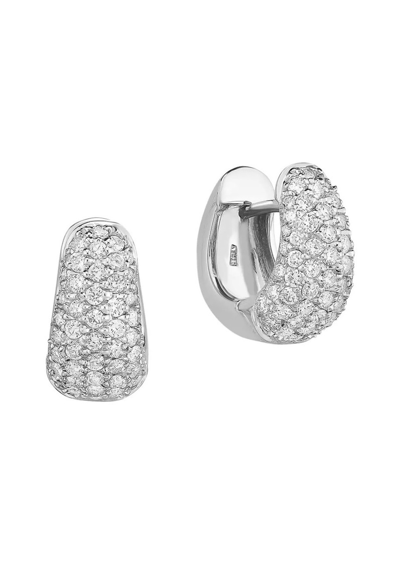 Roberto Coin 18K White Gold & 1.5 TCW Diamond Huggie Hoop Earrings