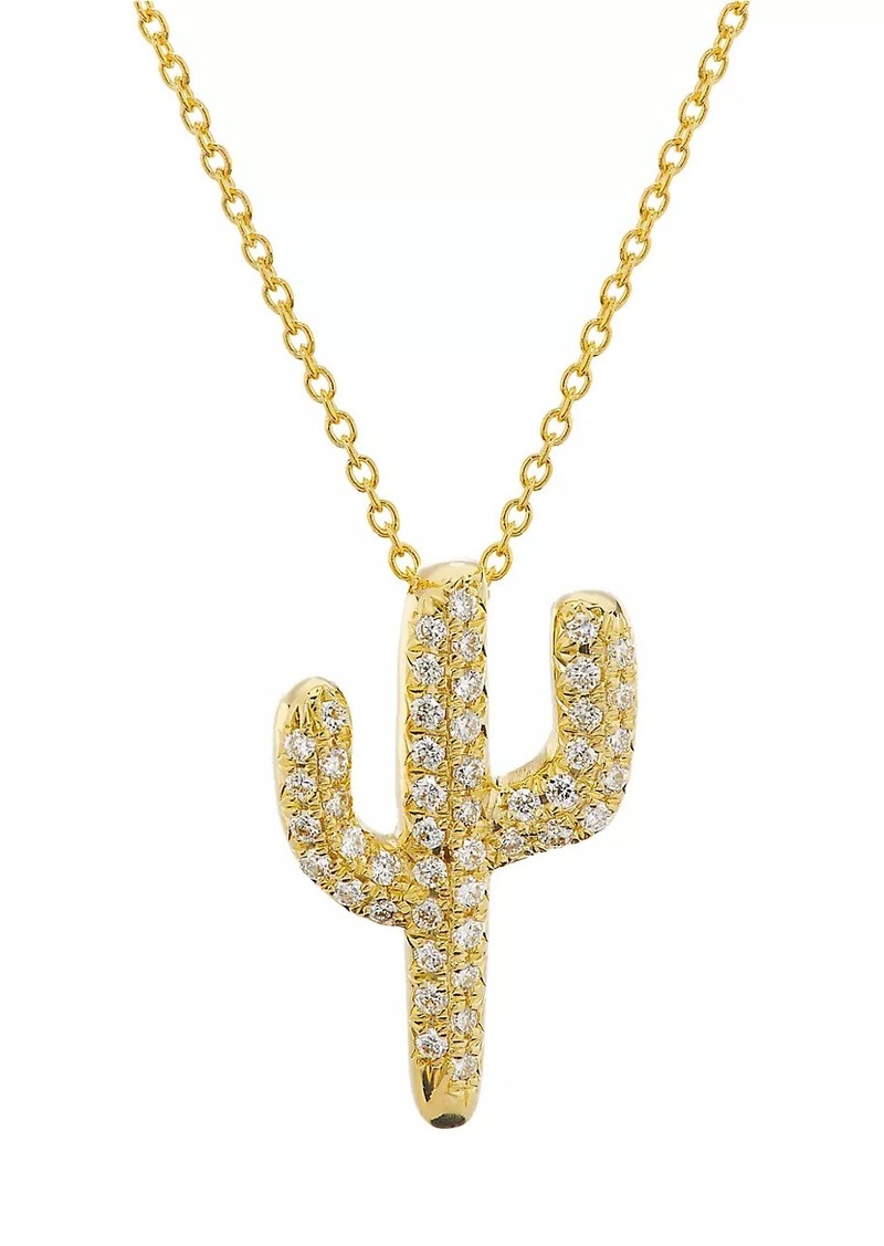 Roberto Coin 18K Yellow Gold & 0.25 TCW Diamond Cactus Pendant Necklace