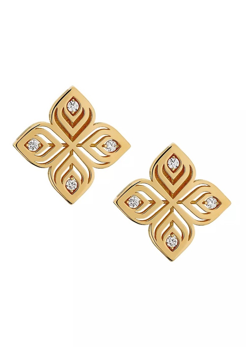 Roberto Coin Arabesque 18K Yellow Gold & 0.15 TCW Diamond Earrings