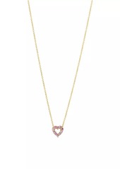 Roberto Coin Double-Sided Heart 18K Yellow Gold, Pink Sapphire & 0.10 TCW Diamond Pendant Necklace