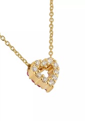 Roberto Coin Double-Sided Heart 18K Yellow Gold, Pink Sapphire & 0.10 TCW Diamond Pendant Necklace