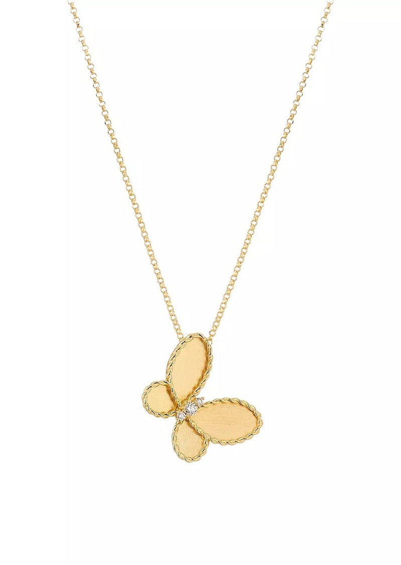 Roberto Coin Jasmine 18K Yellow Gold & 0.06 TCW Diamond Butterfly Necklace