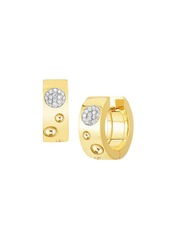 Roberto Coin Pois Moi Luna 18K Yellow Gold & Diamond Small Hoop Earrings