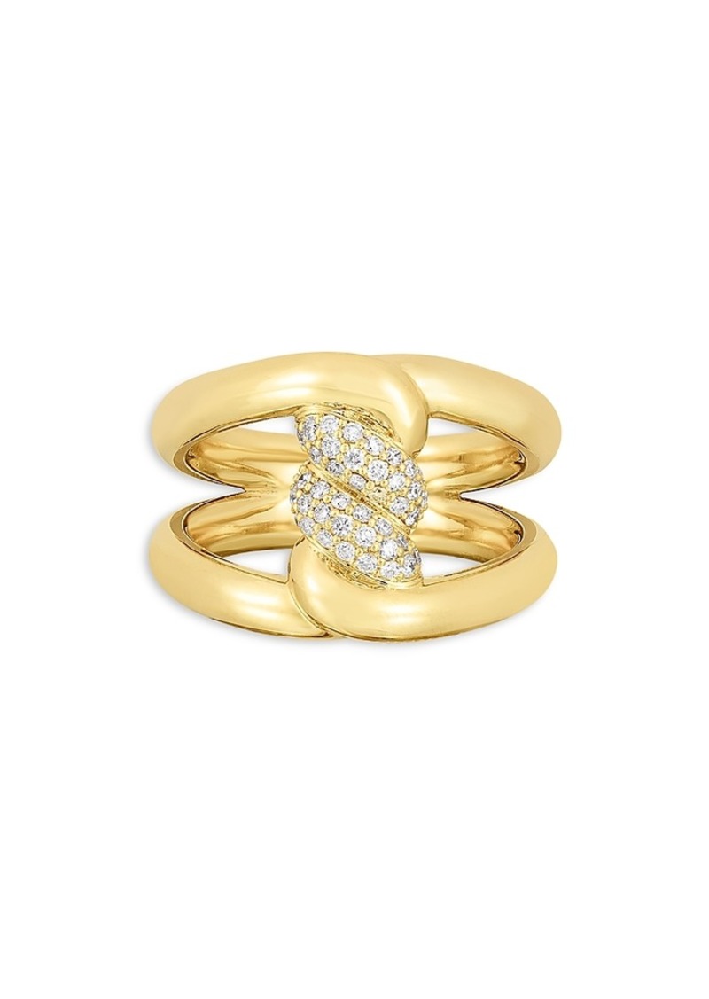 Roberto Coin 18K Gold Cialoma Diamond Pave Twist Ring