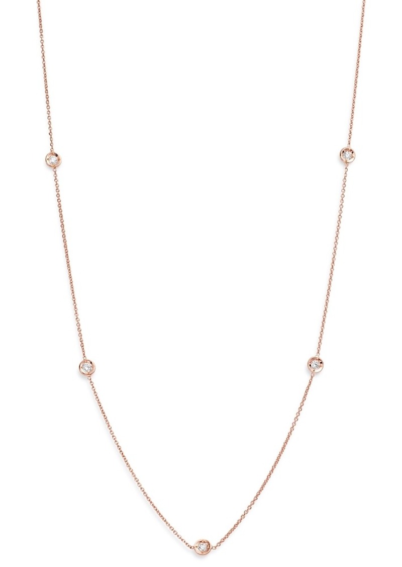 Roberto Coin 18K Rose Gold Diamond by the Inch Station Necklace, 16-18