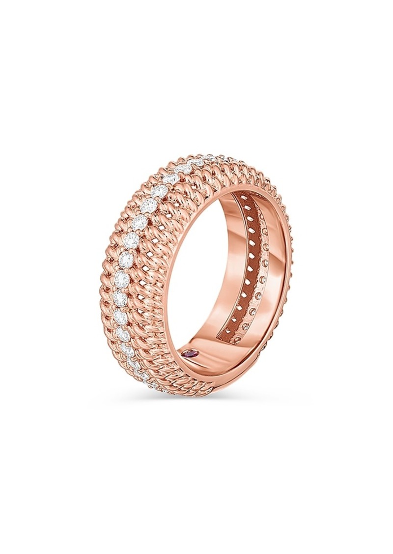 Roberto Coin 18K Rose Gold Opera Diamond Textured Statement Ring