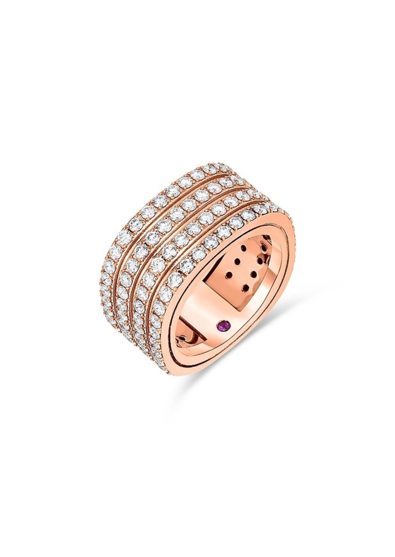 Roberto Coin 18K Rose Gold Portofino Diamond Four Row Ring