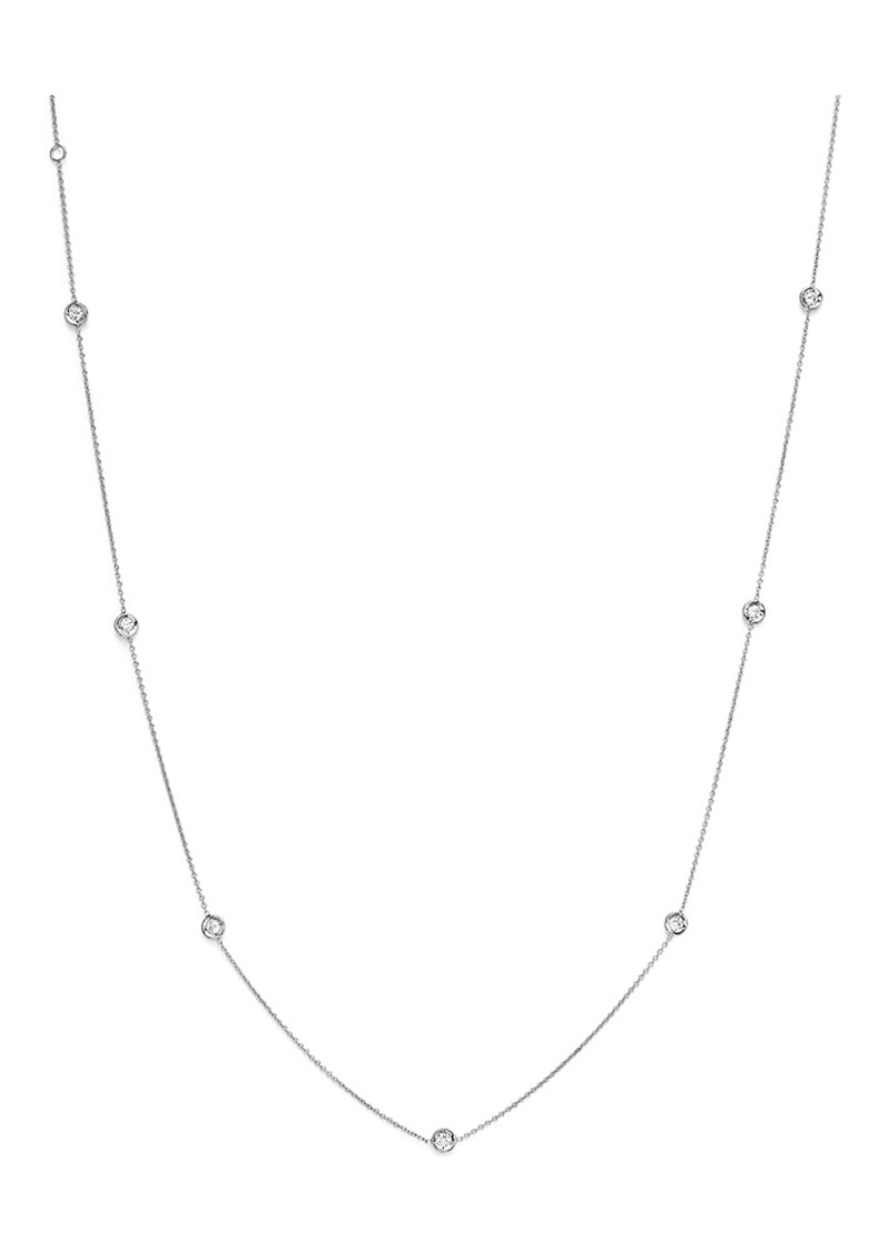 Roberto Coin 18K White Gold Bezel Diamond Station Necklace, 18