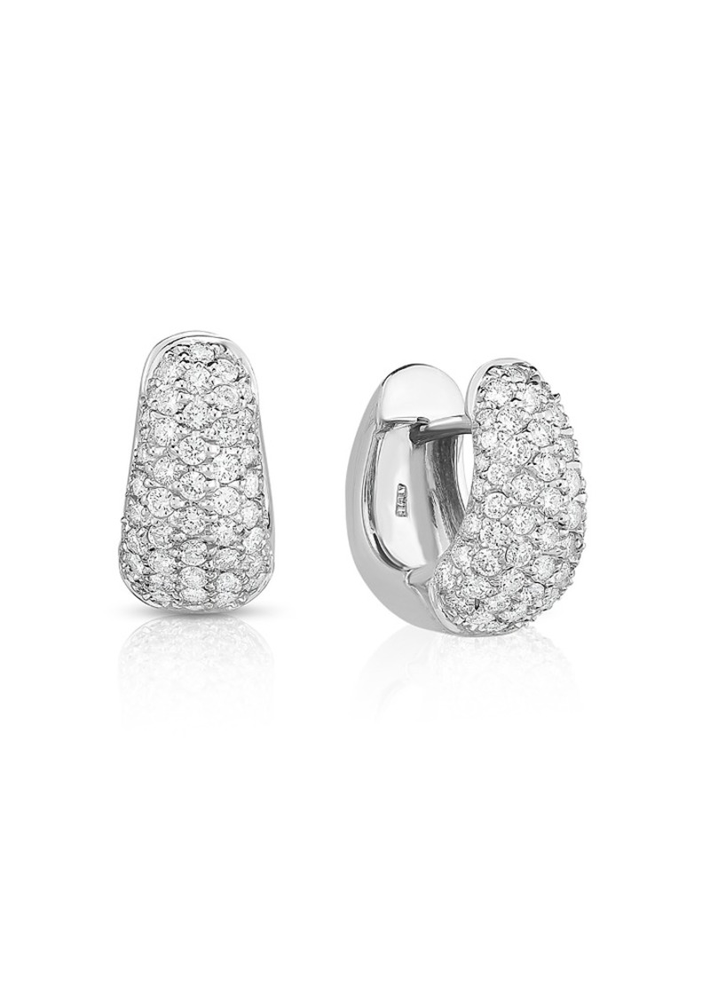 Roberto Coin 18K White Gold Diamond Pave Hoop Earrings