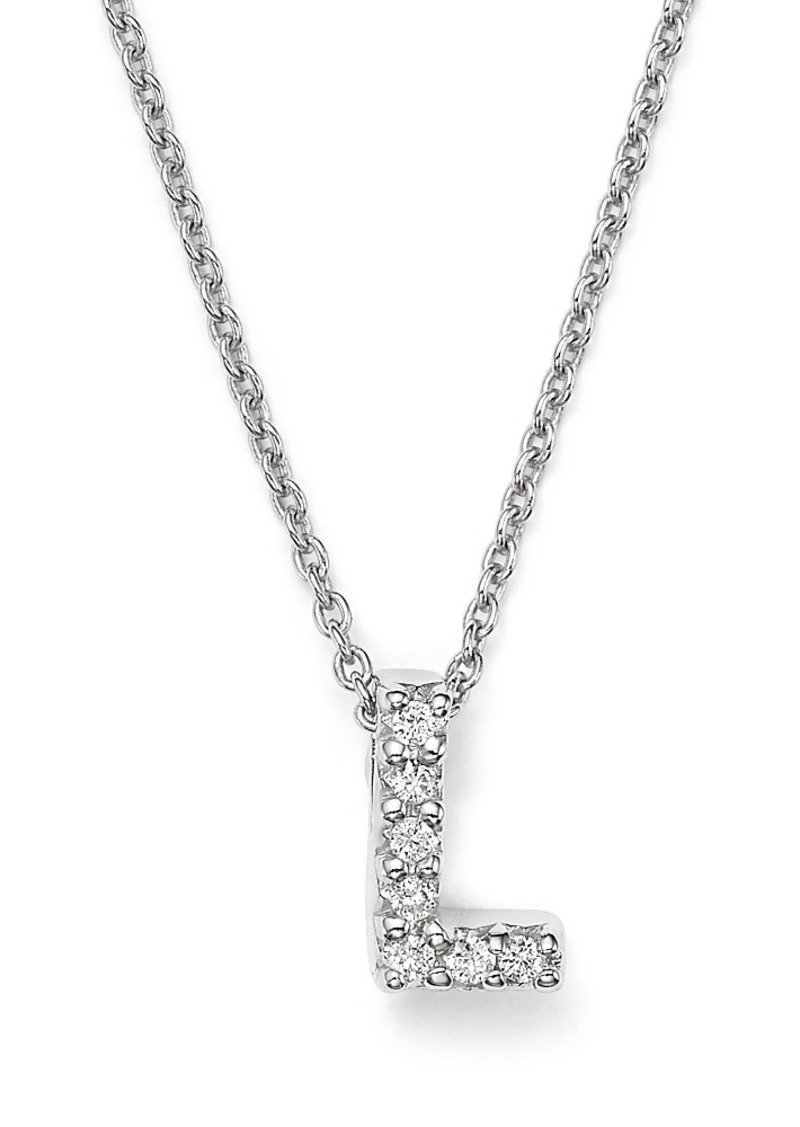 Roberto Coin 18K White Gold Initial Love Letter Pendant Necklace with Diamonds, 16